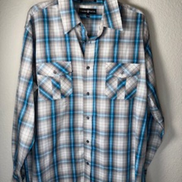 Beverly Hills Polo Club Button Up Shirt Men's 2XLB Sleeve Multi-Plaid - Picture 2 of 5